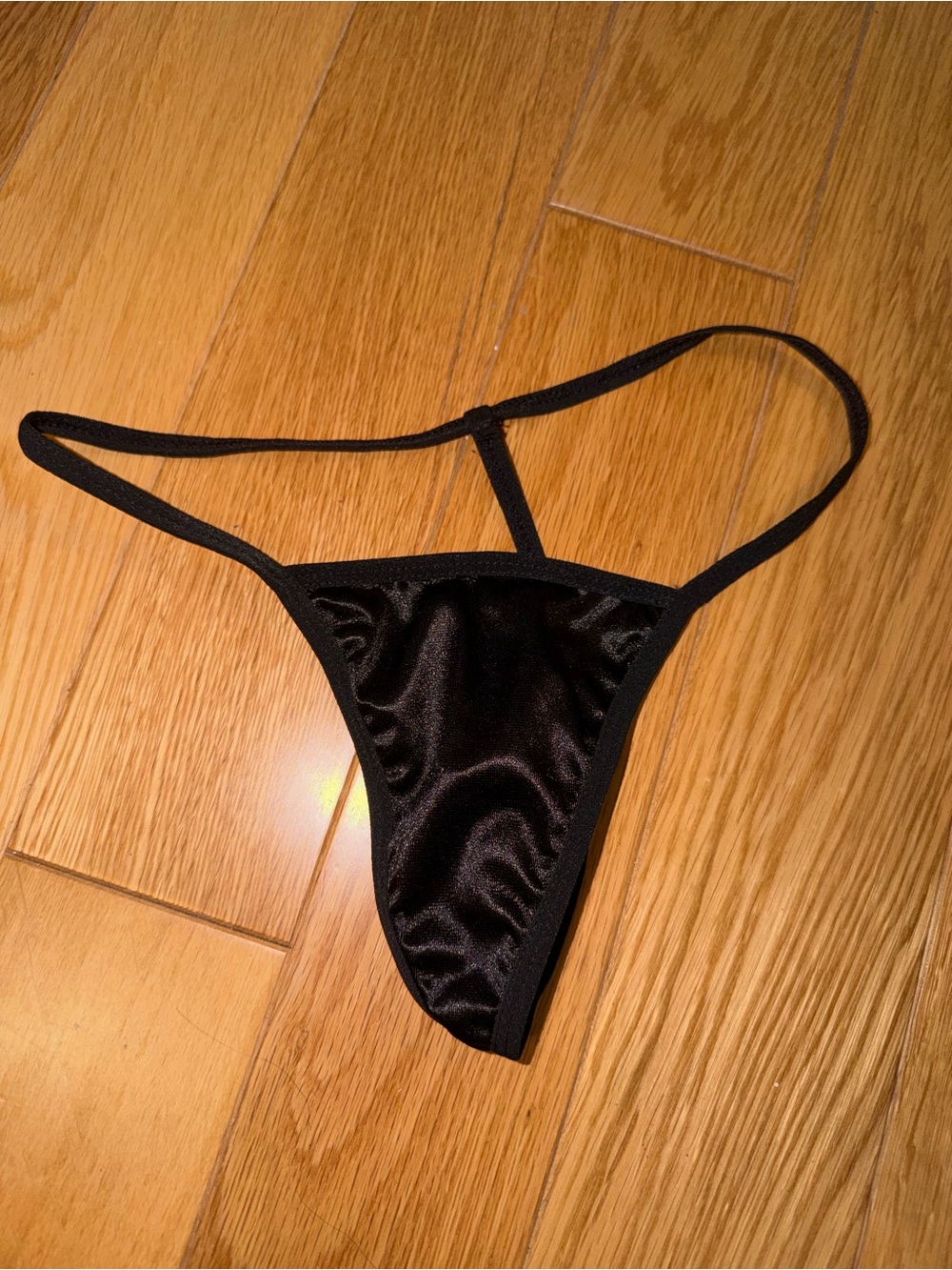 BRAND NEW Black Satin Thong Bikini